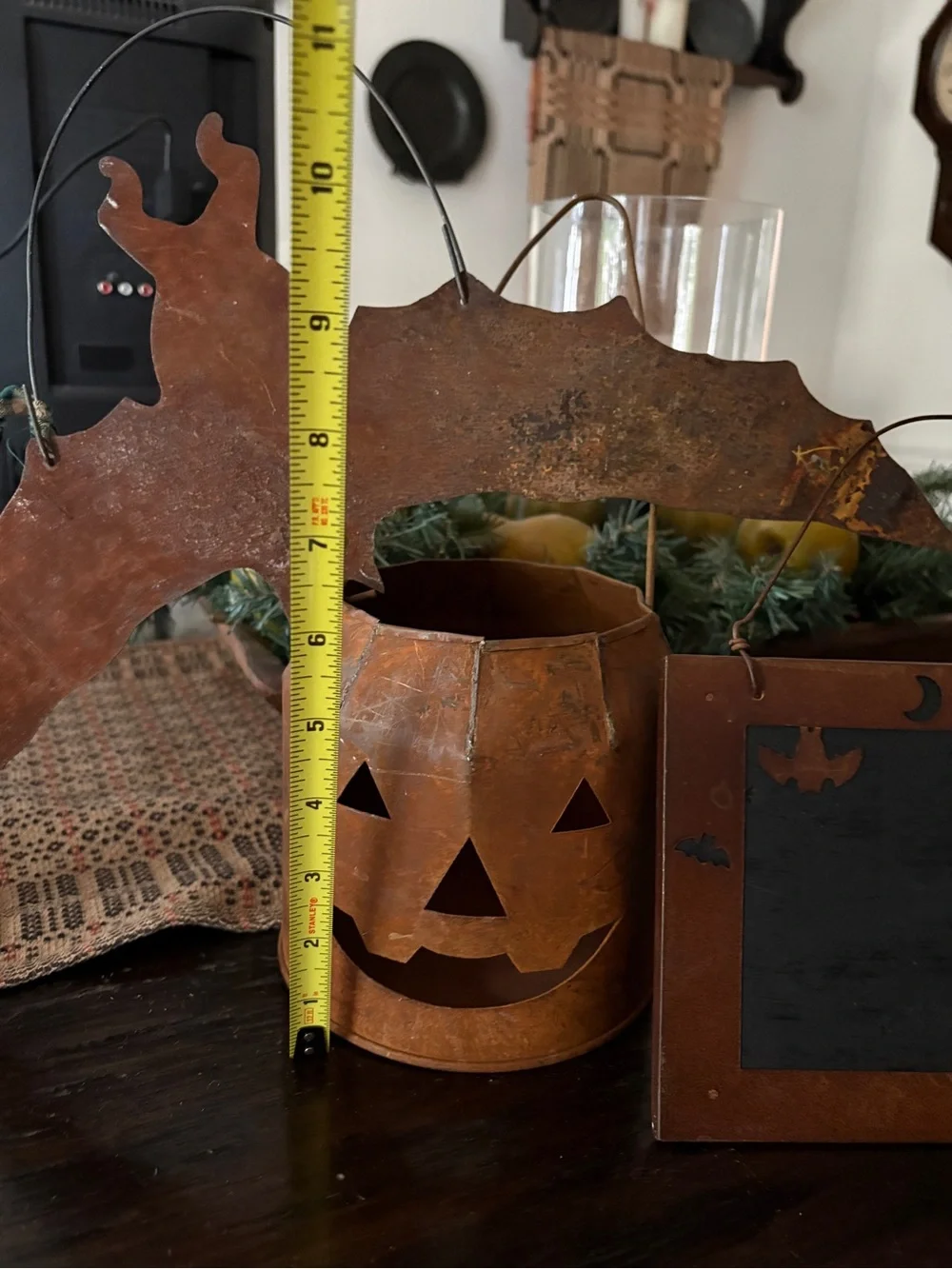 Rust-Finish Pumpkin Lantern & Chalkboard Set - Orange